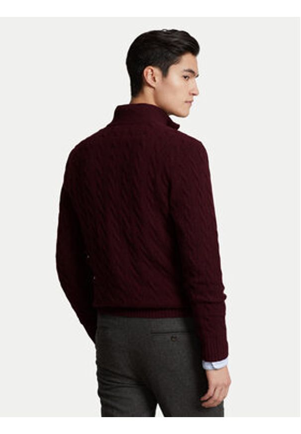 Polo Ralph Lauren Sweter 710876766007 Bordowy Regular Fit. Typ kołnierza: polo. Kolor: czerwony. Materiał: wełna