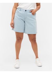 Zizzi Szorty jeansowe J10886B Błękitny Regular Fit. Kolor: niebieski. Materiał: bawełna, jeans, syntetyk