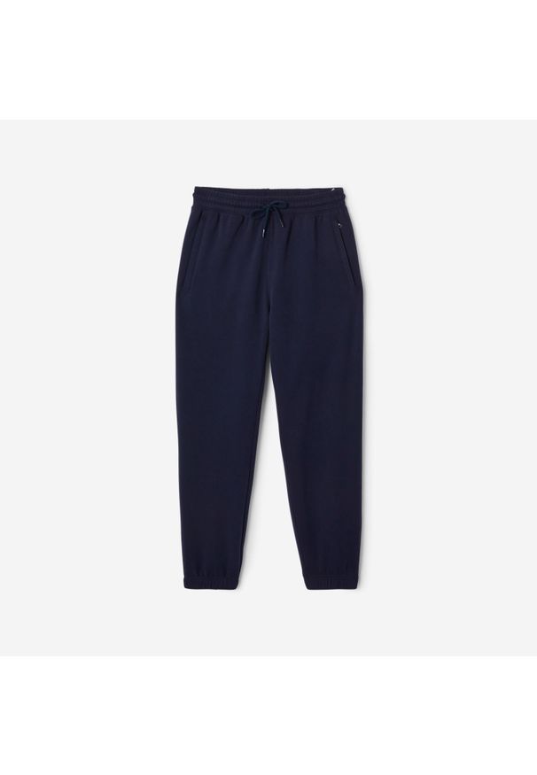 DOMYOS - Spodnie dresowe męskie Domyos Gym & Pilates. Kolor: niebieski. Materiał: poliester, bawełna, materiał. Wzór: ze splotem. Sezon: zima. Sport: joga i pilates