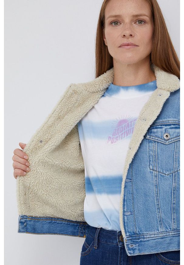 Pepe Jeans Kurtka jeansowa damska przejściowa oversize. Kolor: niebieski