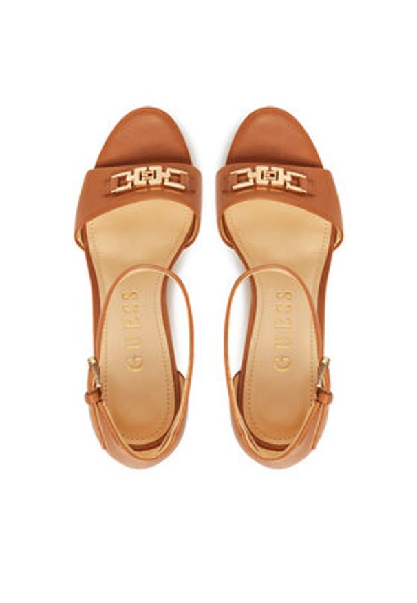 Guess Sandały FLJSET LEA03 Brązowy. Kolor: brązowy. Materiał: skóra