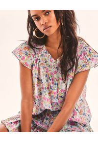 LOVE SHACK FANCY - Wzorzysta bluzka Shira. Kolor: biały. Materiał: bawełna, tkanina. Wzór: kwiaty #2