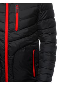 Ombre Clothing - Sportowa kurtka męska pikowana - czarna V2 OM-JALP-0118 - XXL. Kolor: czarny. Materiał: nylon, poliester. Styl: sportowy #5
