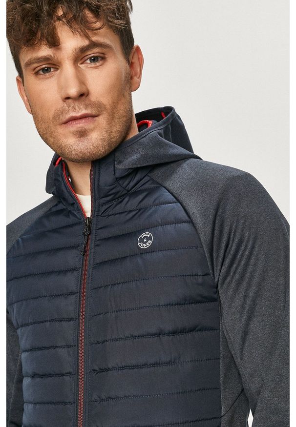 Jack & Jones - Kurtka. Okazja: na co dzień. Typ kołnierza: kaptur. Kolor: niebieski. Materiał: tkanina. Wzór: gładki. Styl: casual