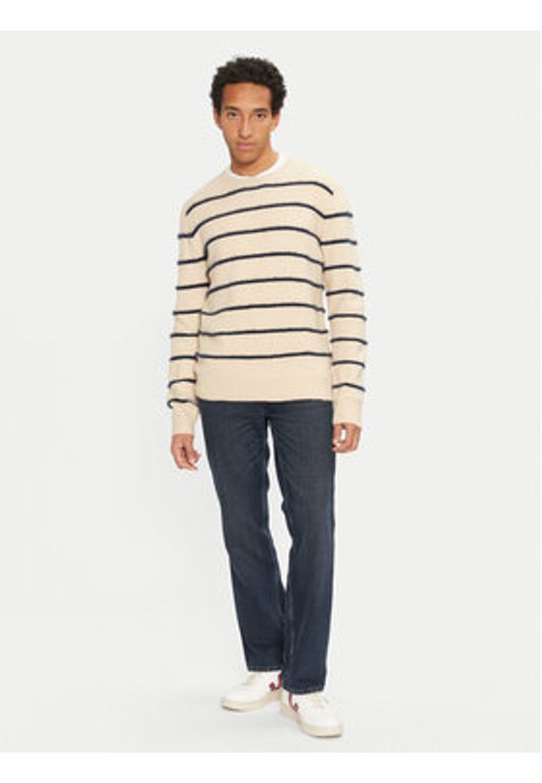 Brave Soul Sweter MK-248OSLO Beżowy Regular Fit. Kolor: beżowy. Materiał: syntetyk