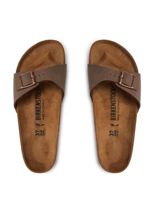 Birkenstock Klapki Madrid 0040093 Brązowy. Kolor: brązowy. Materiał: skóra