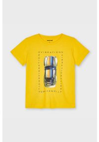 Mayoral - T-shirt dziecięcy. Okazja: na co dzień. Kolor: pomarańczowy. Materiał: bawełna, dzianina. Wzór: nadruk. Styl: casual #1