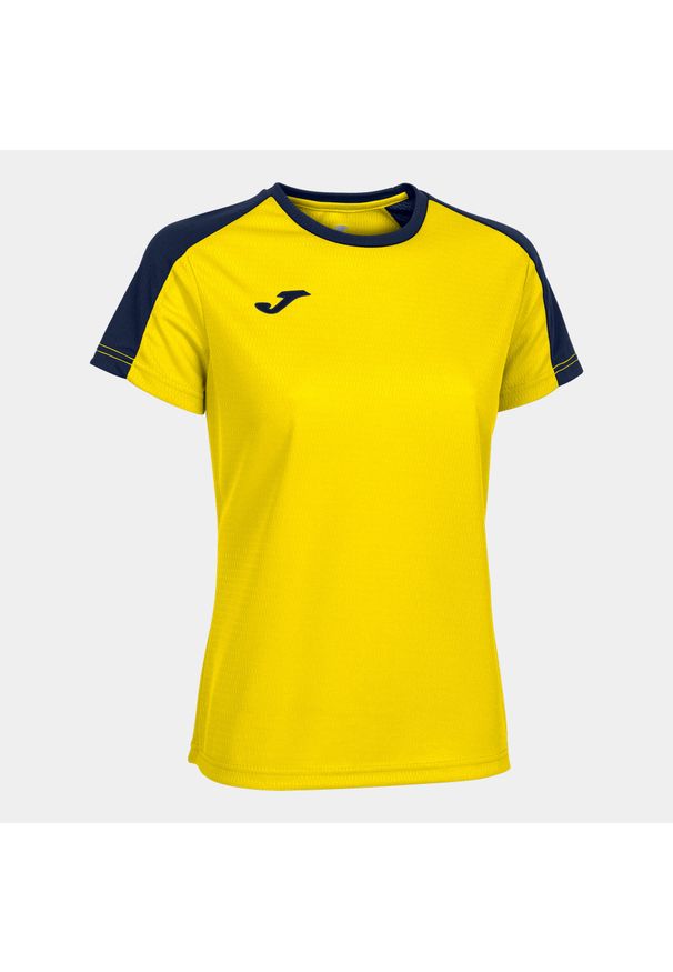 Koszulka do piłki nożnej damska Joma Eco Champioship z krótkim rękawem. Kolor: wielokolorowy, niebieski, żółty. Długość rękawa: krótki rękaw. Długość: krótkie. Sport: piłka nożna