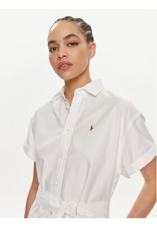 Polo Ralph Lauren Sukienka koszulowa 211935153001 Biały Regular Fit. Typ kołnierza: polo. Kolor: biały. Materiał: bawełna. Typ sukienki: koszulowe