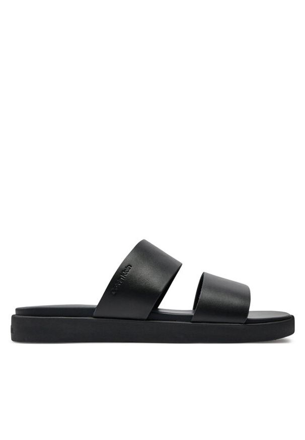 Calvin Klein Klapki Double Strap HM0HM01414 Czarny. Kolor: czarny. Materiał: skóra