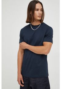 Bruuns Bazaar t-shirt bawełniany kolor granatowy gładki. Kolor: niebieski. Materiał: bawełna. Wzór: gładki #1