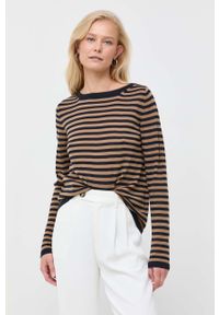 Max Mara Leisure sweter wełniany damski kolor granatowy lekki. Okazja: na co dzień. Kolor: niebieski. Materiał: wełna. Długość rękawa: długi rękaw. Długość: długie. Styl: casual, klasyczny #5