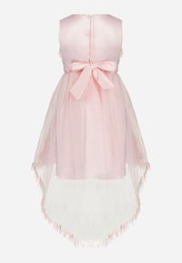 Born2be - Jasnoróżowa Elegancka Sukienka z Wiązanym Paskiem i Motywem Róż z Tiulowym Dołem Adenie. Kolor: różowy. Materiał: tiul. Długość rękawa: bez rękawów. Wzór: haft, koronka, aplikacja. Typ sukienki: rozkloszowane. Styl: elegancki #3