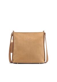 Kazar - Jasnobrązowa listonoszka z zamszu i licowej skóry. Kolor: brązowy. Materiał: zamszowe, skórzane. Styl: casual, klasyczny #1