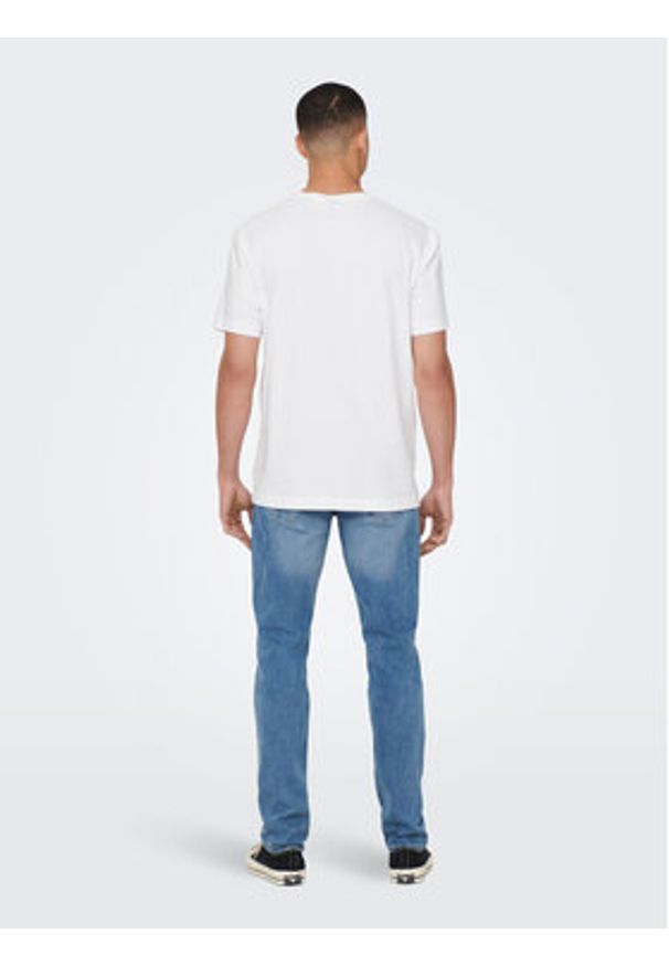 Only & Sons T-Shirt 22025208 Biały Regular Fit. Kolor: biały. Materiał: bawełna