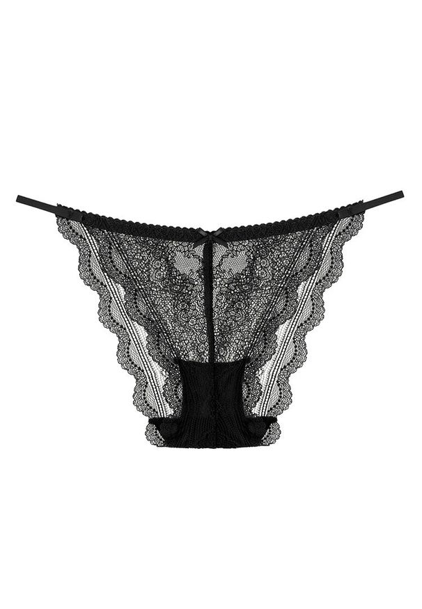 Intica - Koronkowe figi z paskami na biodrach na specjalne okazje Leonella. Kolor: czarny. Materiał: koronka. Wzór: koronka