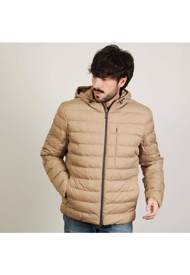 Geox - Kurtka GEOX M2628A T2937 M DENNIE HOOD JACKET Jasnobrązowy. Kolor: brązowy, wielokolorowy, beżowy. Materiał: tkanina