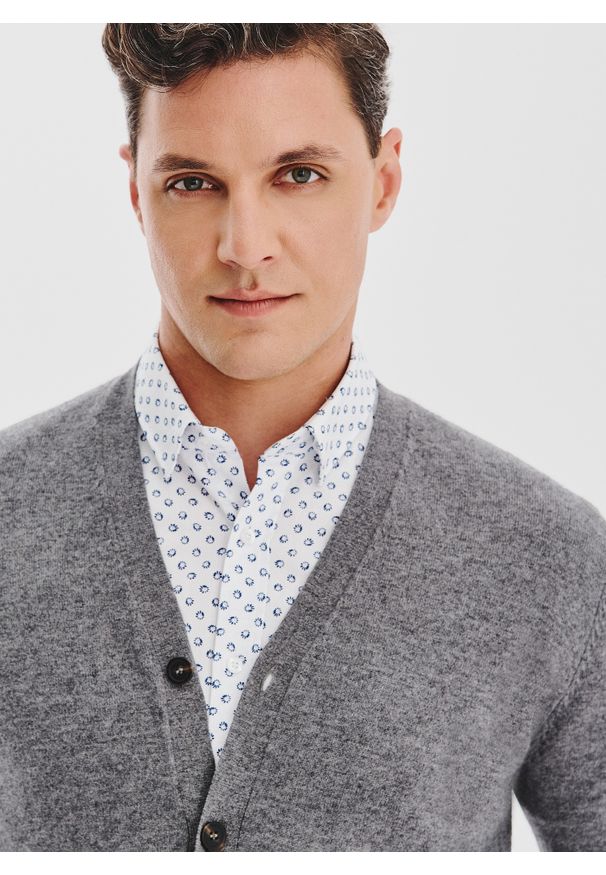 Pako Lorente - PAKO LORENTE - Męski kardigan w szarym kolorze. Okazja: na co dzień. Kolor: szary. Materiał: wełna, bawełna, poliamid. Sezon: jesień. Styl: casual