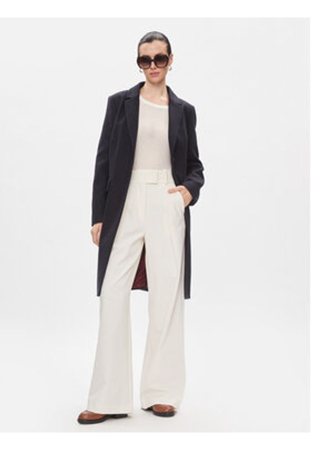 TOMMY HILFIGER - Tommy Hilfiger Płaszcz wełniany Classic Light Wool Blend Coat WW0WW41662 Granatowy Regular Fit. Kolor: niebieski. Materiał: wełna