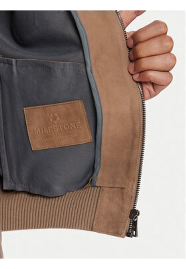 Milestone Kurtka skórzana MSRayan 531624 60700 Beżowy Regular Fit. Kolor: beżowy. Materiał: bawełna