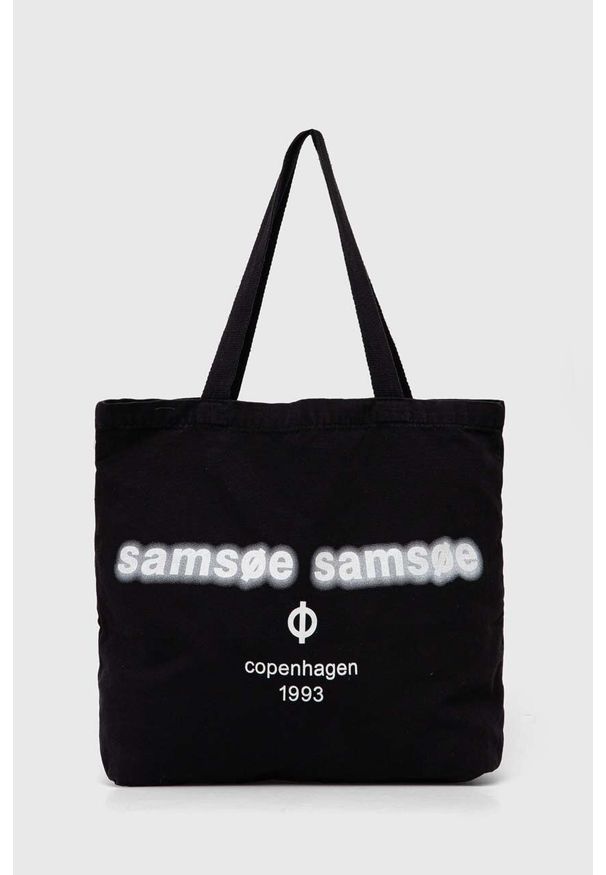 Samsoe & Samsoe - Samsoe Samsoe torebka kolor biały. Kolor: czarny. Wzór: nadruk. Materiał: z nadrukiem. Rodzaj torebki: na ramię