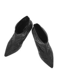 Czarne Botki S.Barski Eleganckie Obuwie Damskie Na Szpilce. Nosek buta: szpiczasty. Zapięcie: zamek. Kolor: czarny. Materiał: materiał. Wzór: aplikacja. Obcas: na szpilce. Styl: elegancki #5