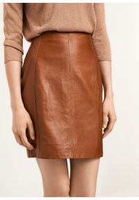 Ochnik - Spódnica damska. Kolor: brązowy. Materiał: skóra. Styl: klasyczny #1