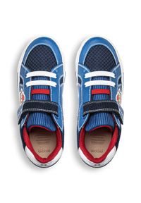 Geox - Sneakersy dziecięce niebieskie GEOX J Alonisso Boy Mario Kart. Kolor: niebieski. Materiał: materiał. Sport: bieganie