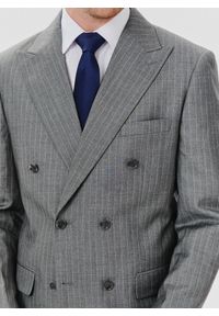 Pako Lorente - PAKO LORENTE – Szara marynarka garniturowa w prążek. Kolor: szary. Materiał: poliester, wiskoza. Wzór: prążki #4