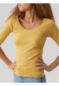Vero Moda Sweter Estela 10277850 Żółty Slim Fit. Kolor: żółty. Materiał: syntetyk