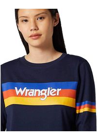 Wrangler - WRANGLER RAINBOW TEE DAMSKA KOSZULKA Z DŁUGIM RĘKAWEM LONGSLEEVE NAVY W7P9EV114. Długość rękawa: długi rękaw. Długość: długie