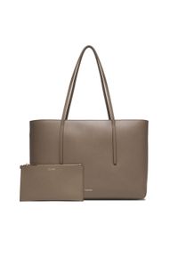 Calvin Klein Torebka Foil Logo Tote W/Pouch LV04F3274G Beżowy. Kolor: beżowy. Materiał: skórzane #1