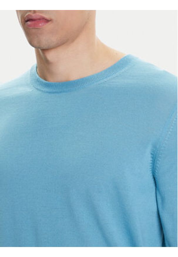 BOSS Sweter Leno-P 50468239 Błękitny Slim Fit. Kolor: niebieski. Materiał: wełna