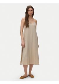 Vero Moda Sukienka letnia Emilo 10340519 Beżowy Loose Fit. Kolor: beżowy. Materiał: wiskoza. Sezon: lato #1
