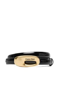 Calvin Klein Pasek Damski Oval Buckle Shiny Strap 15Mm LV04F7064G Czarny. Kolor: czarny. Materiał: skóra #1
