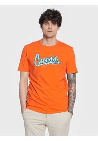 Guess T-Shirt F3GI10 J1314 Brązowy Slim Fit. Kolor: brązowy. Materiał: bawełna #1