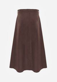 Renee - Brązowa Bawełniana Spódnica o Rozkloszowanym Kroju z Plisami Nerimara. Okazja: na co dzień. Kolor: brązowy. Materiał: bawełna. Wzór: gładki. Sezon: lato. Styl: casual #5