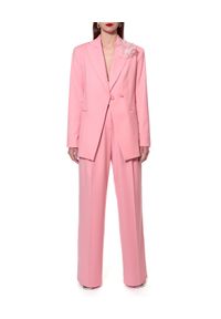 AGGI - Różowe spodnie garniturowe Gwen. Okazja: na spotkanie biznesowe, do pracy. Stan: podwyższony. Kolor: różowy, wielokolorowy, fioletowy. Materiał: materiał. Wzór: gładki. Styl: biznesowy #2