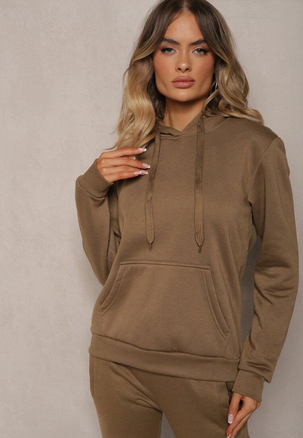 Renee - Ciemnozielona Bluza z Kapturem Corbetes. Typ kołnierza: kaptur. Kolor: zielony. Materiał: polar, tkanina, dresówka, prążkowany. Długość rękawa: długi rękaw. Długość: długie. Wzór: jednolity, gładki
