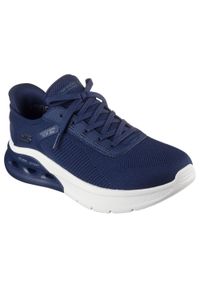 skechers - Męskie BOBS ARC WAVES 2.0 Slip-On Granatowy. Zapięcie: bez zapięcia. Kolor: niebieski. Materiał: poliester, materiał. Szerokość cholewki: normalna. Model: Skechers Sport