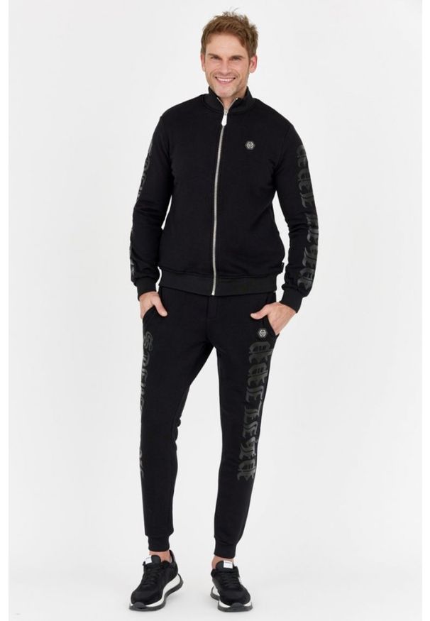 Philipp Plein - PHILIPP PLEIN Czarny dres męski gothic, Rozmiar XXL. Kolor: czarny. Materiał: dresówka. Sport: bieganie