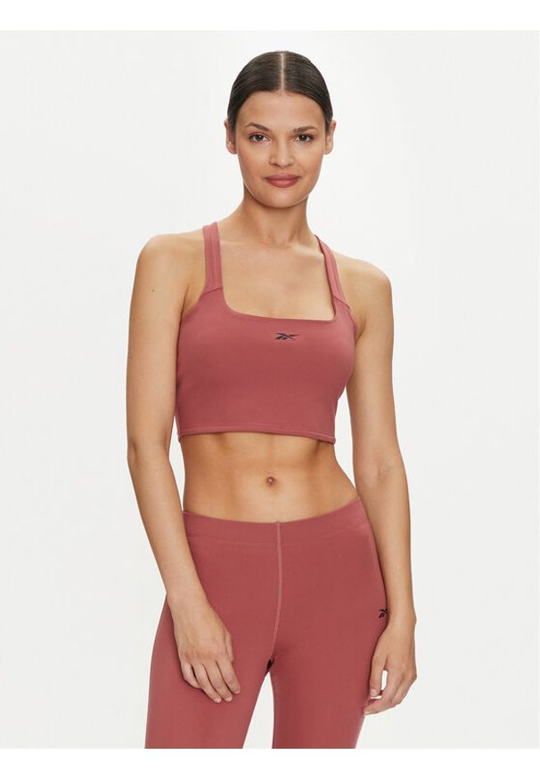 Reebok Top Yoga Peached 100037480 Bordowy Slim Fit. Kolor: czerwony. Materiał: syntetyk