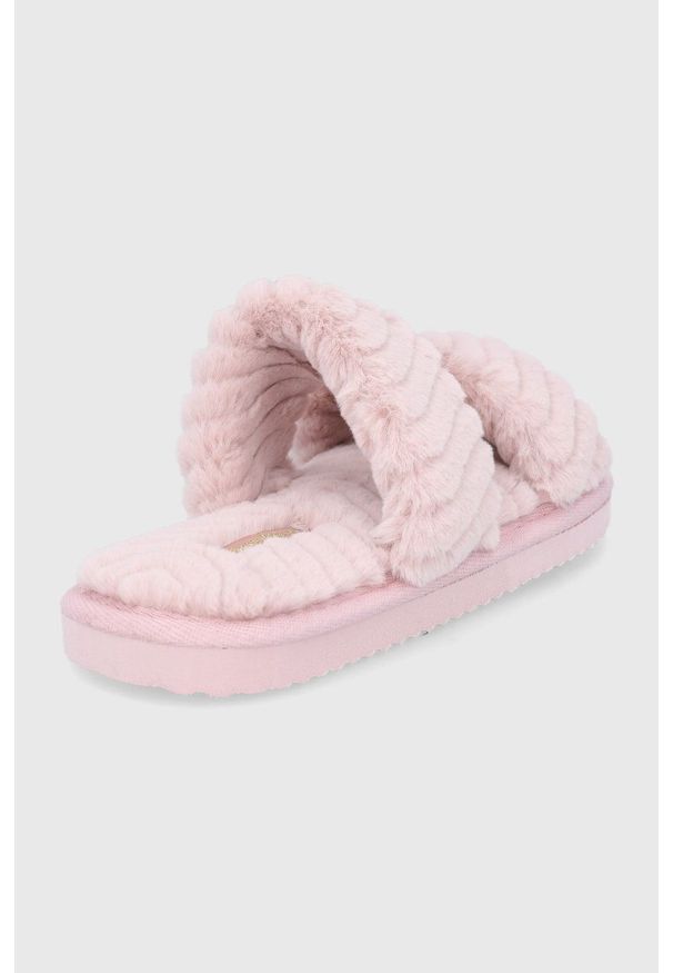 Flip*Flop Kapcie kolor różowy. Kolor: różowy. Materiał: skóra, guma, materiał. Wzór: gładki