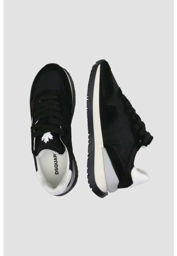 DSQUARED2 Czarne sneakersy Running Low Top. Kolor: czarny. Materiał: skóra. Sport: bieganie