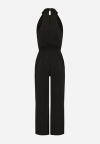 Born2be - Czarny Kombinezon z Ozdobną Kokardą Nelifira. Okazja: na wesele, na imprezę, na co dzień, na ślub cywilny. Kolor: czarny. Długość: długie. Wzór: aplikacja. Styl: elegancki, casual #5