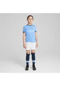 Puma - Szorty młodzieżowe Manchester City 24/25 PUMA White Marine Blue. Kolor: wielokolorowy, biały, niebieski. Sport: piłka nożna