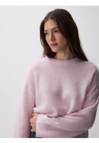 Reserved - Sweter z wełną i moherem - pastelowy róż. Kolor: różowy. Materiał: wełna, moher #1
