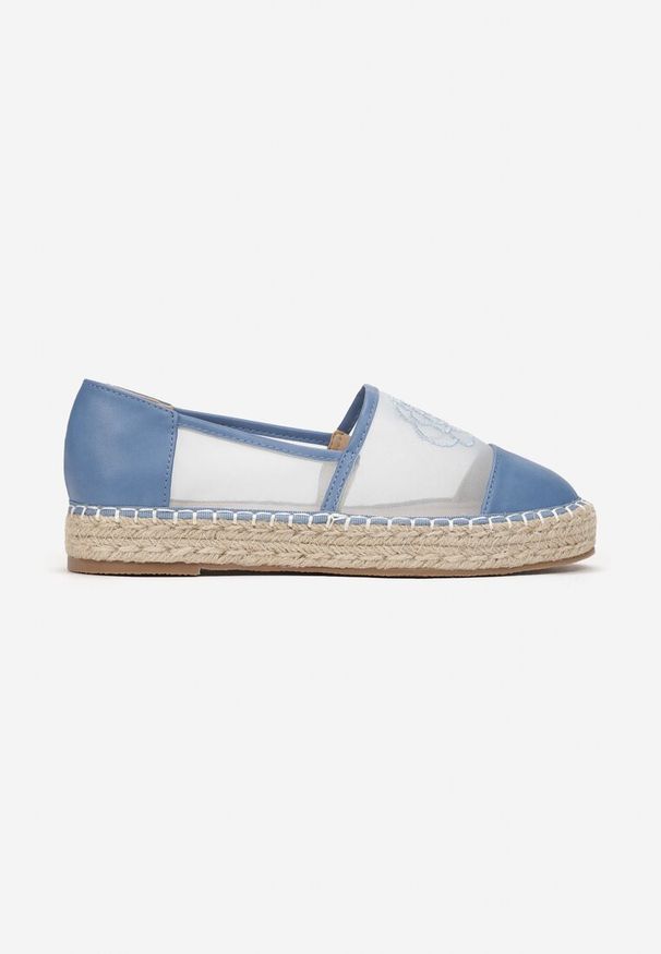 Born2be - Niebieskie Espadryle na Plecionej Podeszwie z Siateczkową Cholewka Evarine. Okazja: na co dzień. Kolor: niebieski. Szerokość cholewki: normalna. Styl: casual