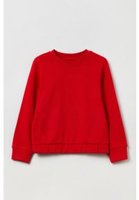 OVS bluza bawełniana dziecięca kolor czerwony gładka. Okazja: na co dzień. Kolor: czerwony. Materiał: bawełna. Wzór: gładki. Styl: casual