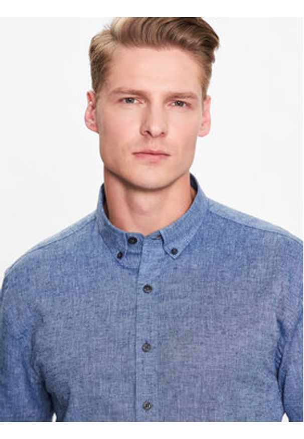 Lindbergh Koszula 30-203345A Niebieski Slim Fit. Kolor: niebieski. Materiał: bawełna